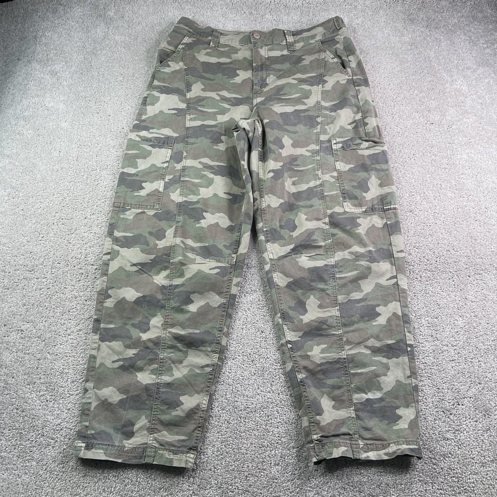 American Eagle Pants Womens 8 Long Camo Barrel Leg Stretch Cargo Utility Trouser